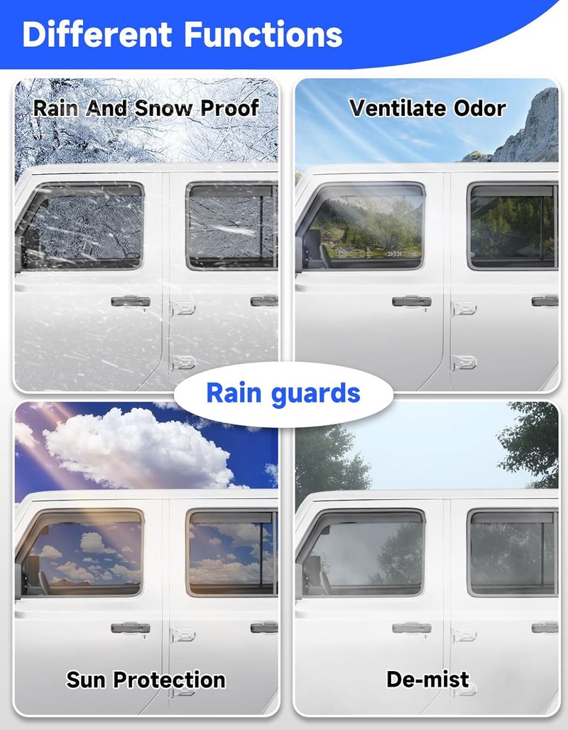 Breejoy in-Channel Window Rain Guards Fit for 2018-2026 Jeep Wrangler JL and 2020-2026 Jeep Gladiator Truck, Window Visors Window Deflectors Vent Visors Vent Shades Car Accessories -4 pcs - Image 4
